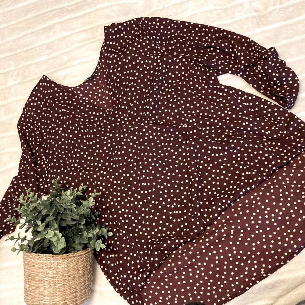 West Kei Burgundy/Cream Wrap Blouse, *reposh*